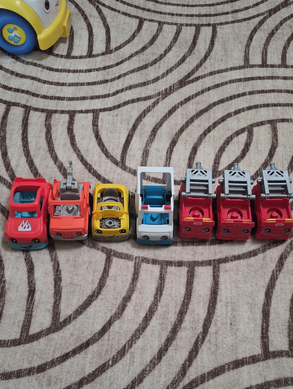 Colorful Kids Toy Vehicle Set - Red, Orange, Yellow, Blue